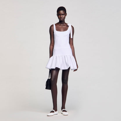 Dual-material mini dress | Sandro