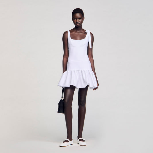 Dual-material mini dress | Sandro
