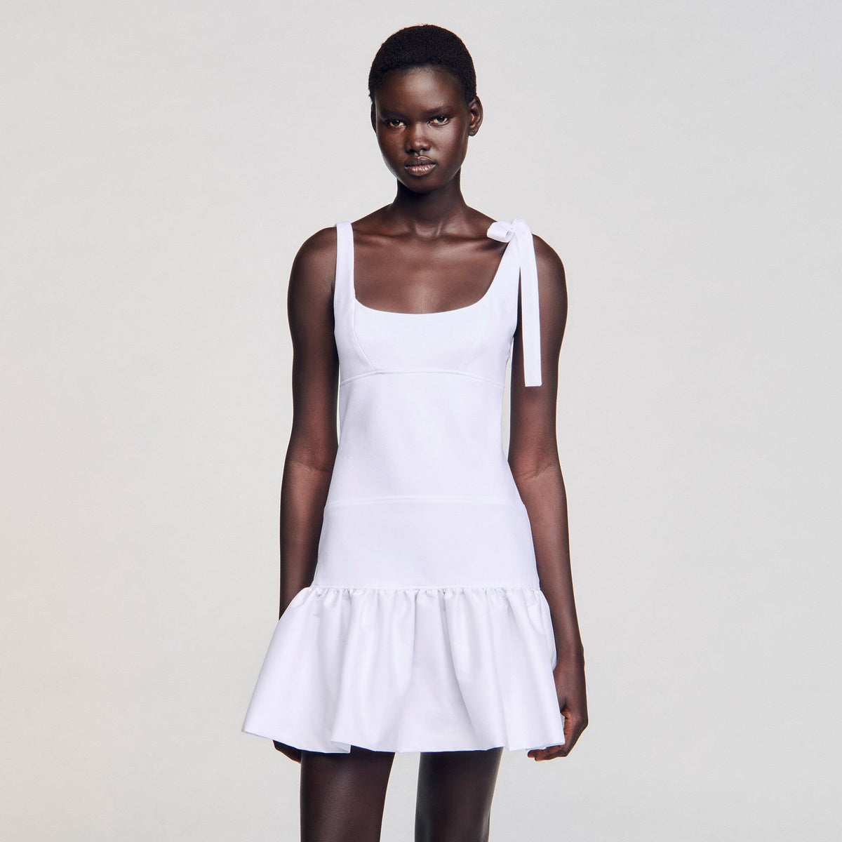 Dual-material mini dress | Sandro