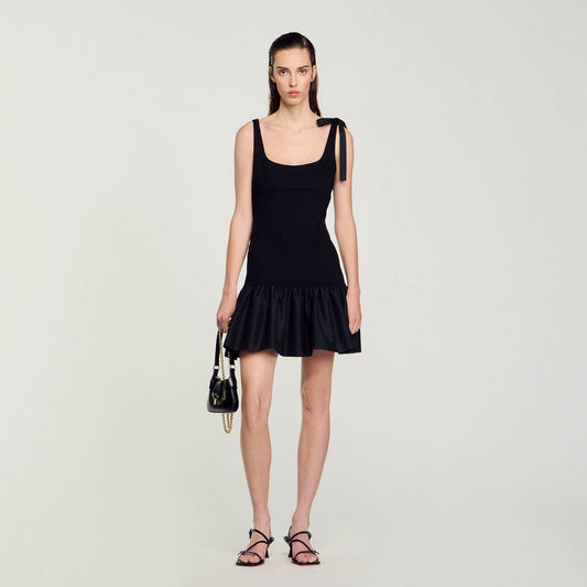 Dual-material mini dress | Sandro