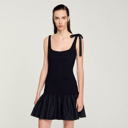 Dual-material mini dress | Sandro