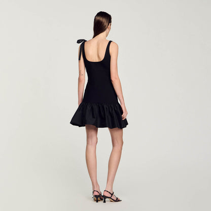 Dual-material mini dress | Sandro