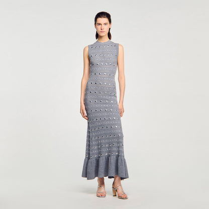 Knit maxi dress with studs | Sandro