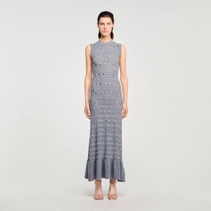 Knit maxi dress with studs | Sandro