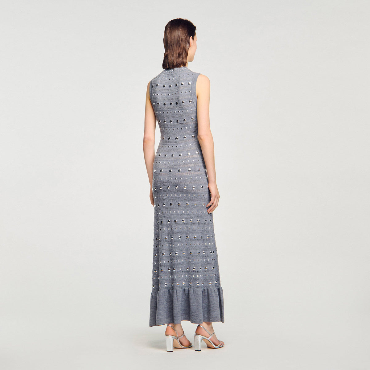 Knit maxi dress with studs | Sandro