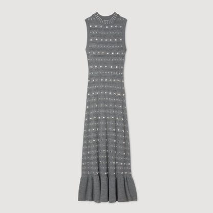 Knit maxi dress with studs | Sandro