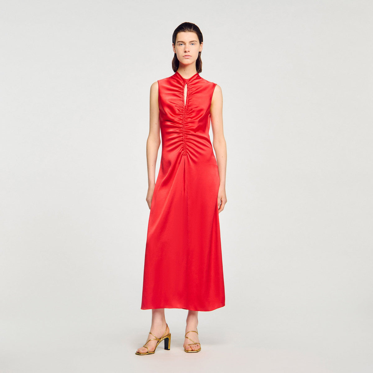 Draped satin-effect dress | Sandro