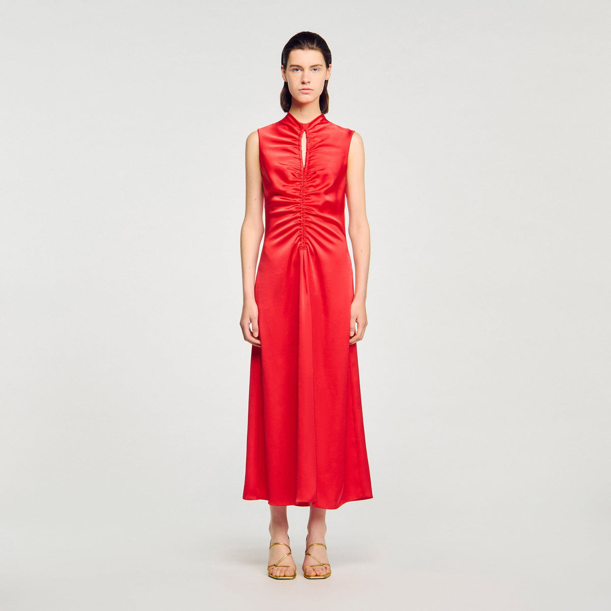 Draped satin-effect dress | Sandro