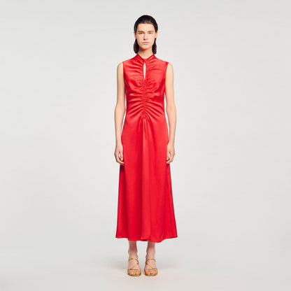 Draped satin-effect dress | Sandro