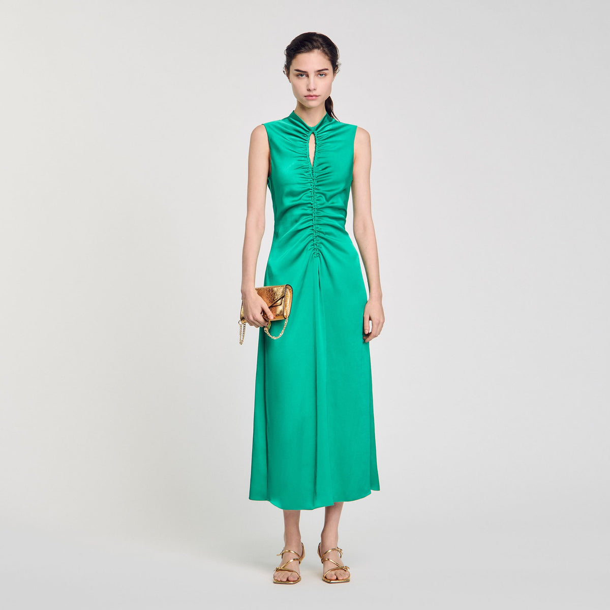 Draped satin-effect dress | Sandro