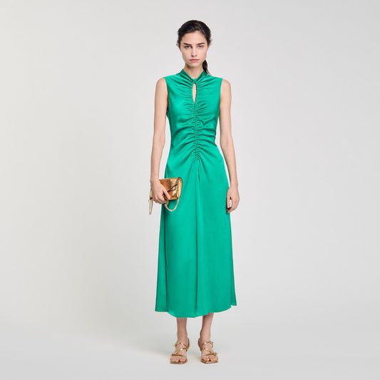 Draped satin-effect dress | Sandro