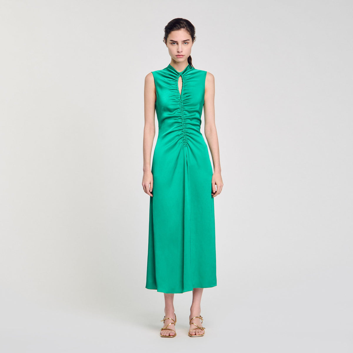 Draped satin-effect dress | Sandro