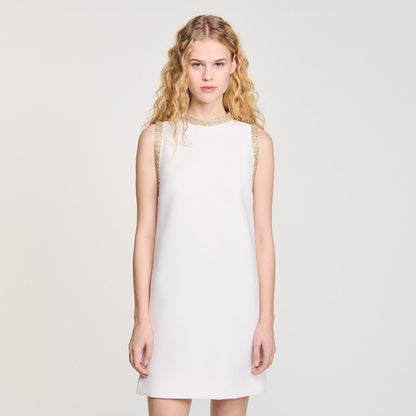 mini dress with rhinestone details | Sandro
