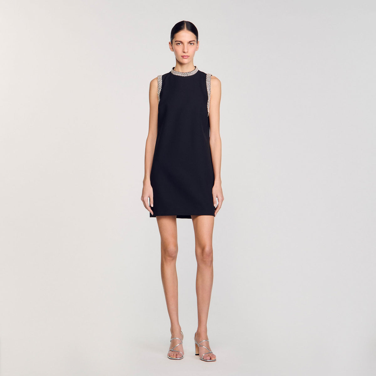 mini dress with rhinestone details | Sandro