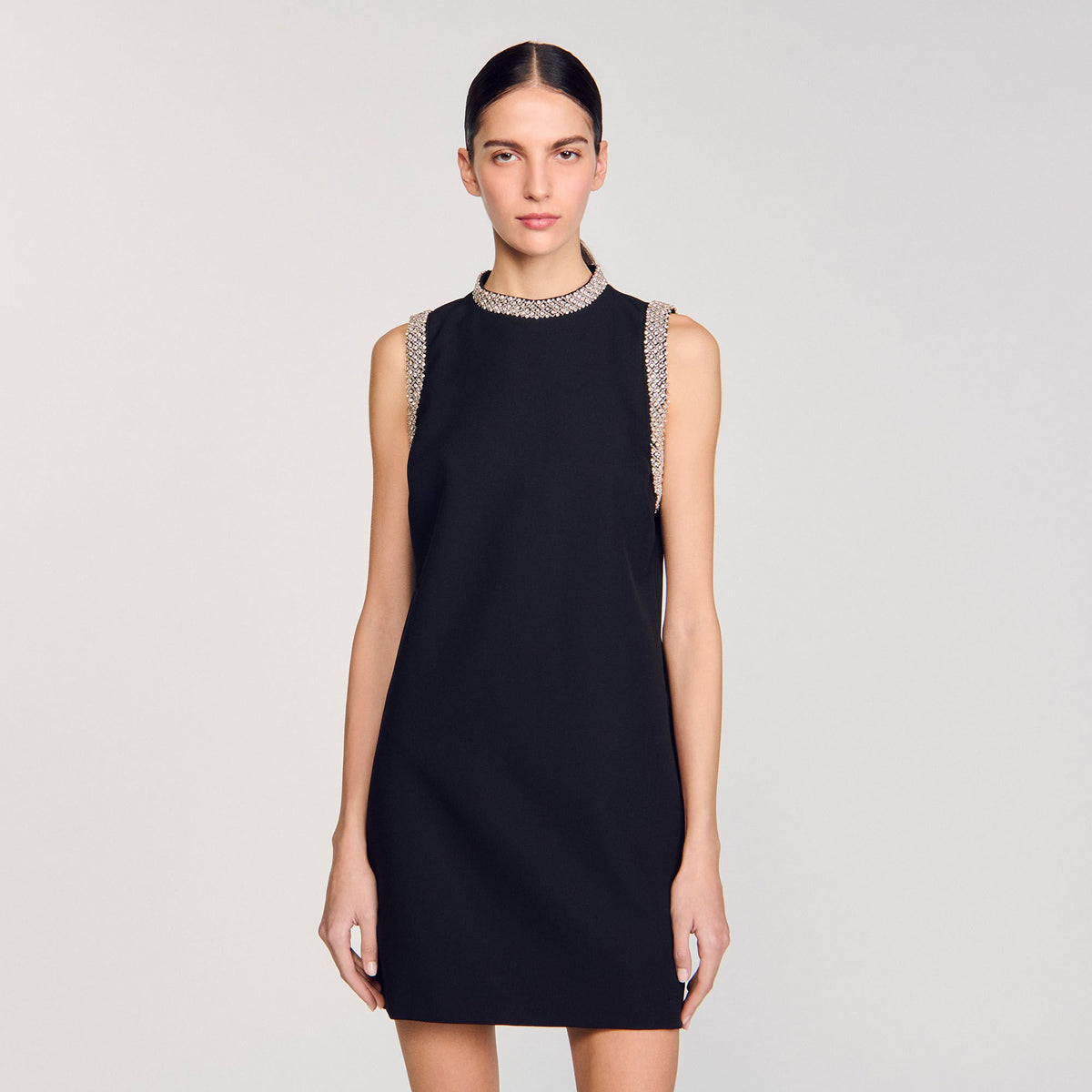 mini dress with rhinestone details | Sandro