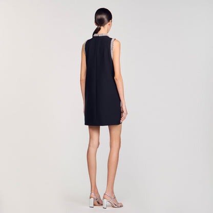 mini dress with rhinestone details | Sandro