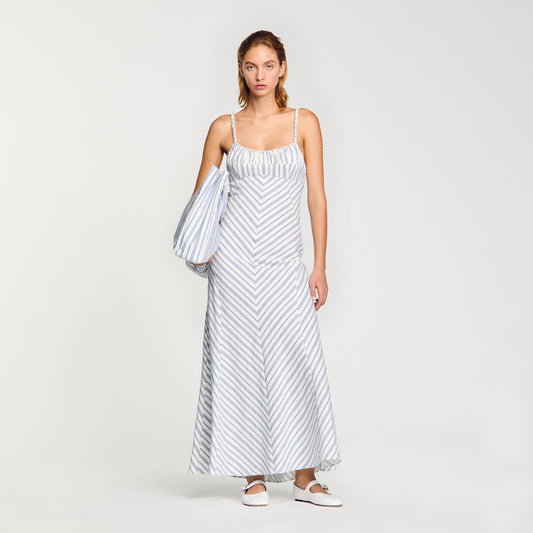 Striped maxi dress with straps | Sandro