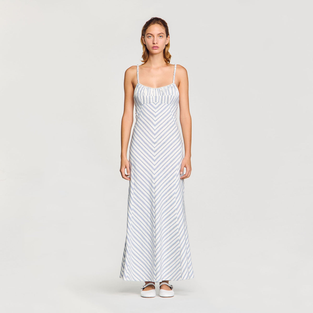 Striped maxi dress with straps | Sandro