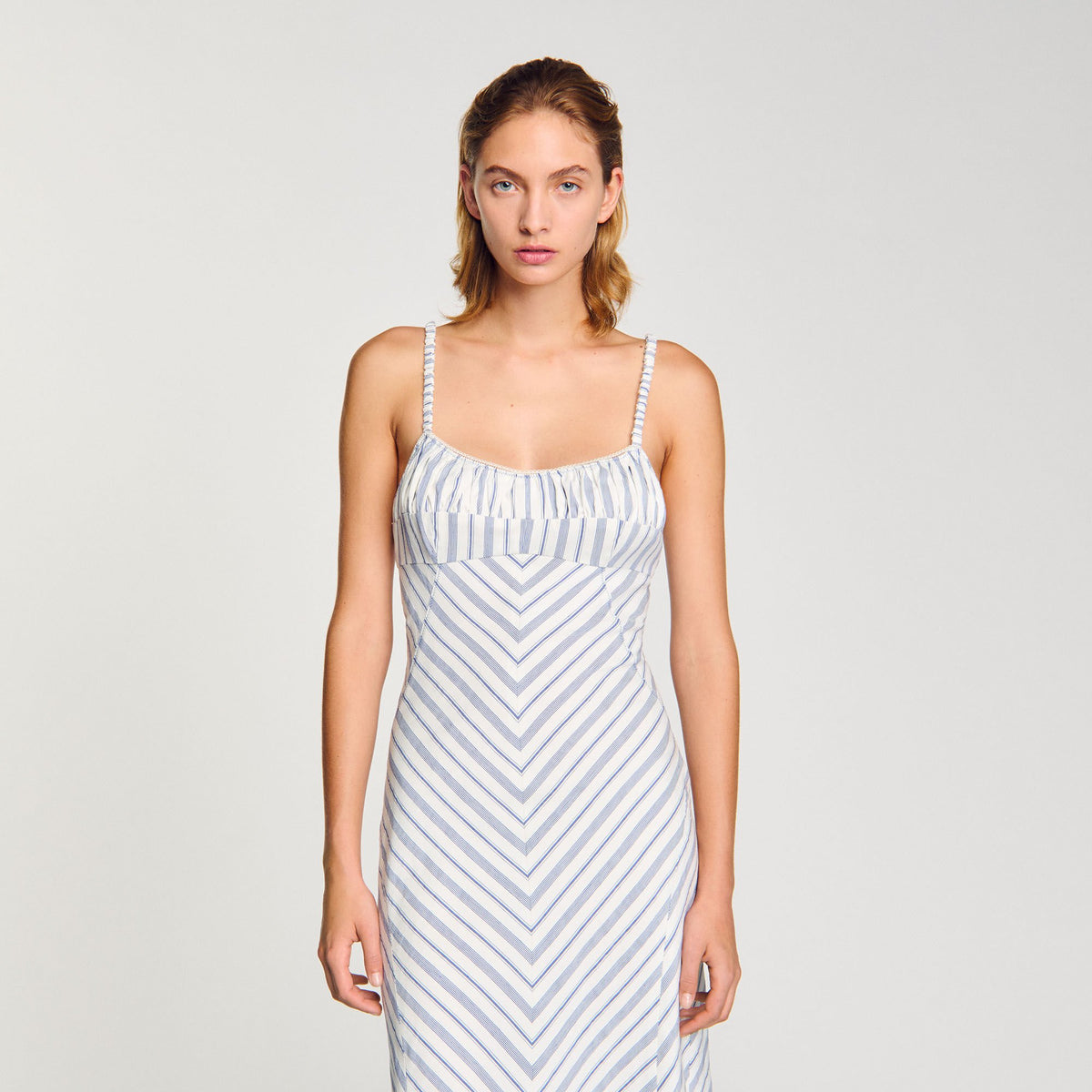 Striped maxi dress with straps | Sandro