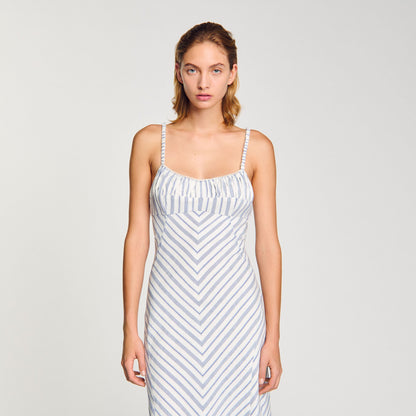 Striped maxi dress with straps | Sandro
