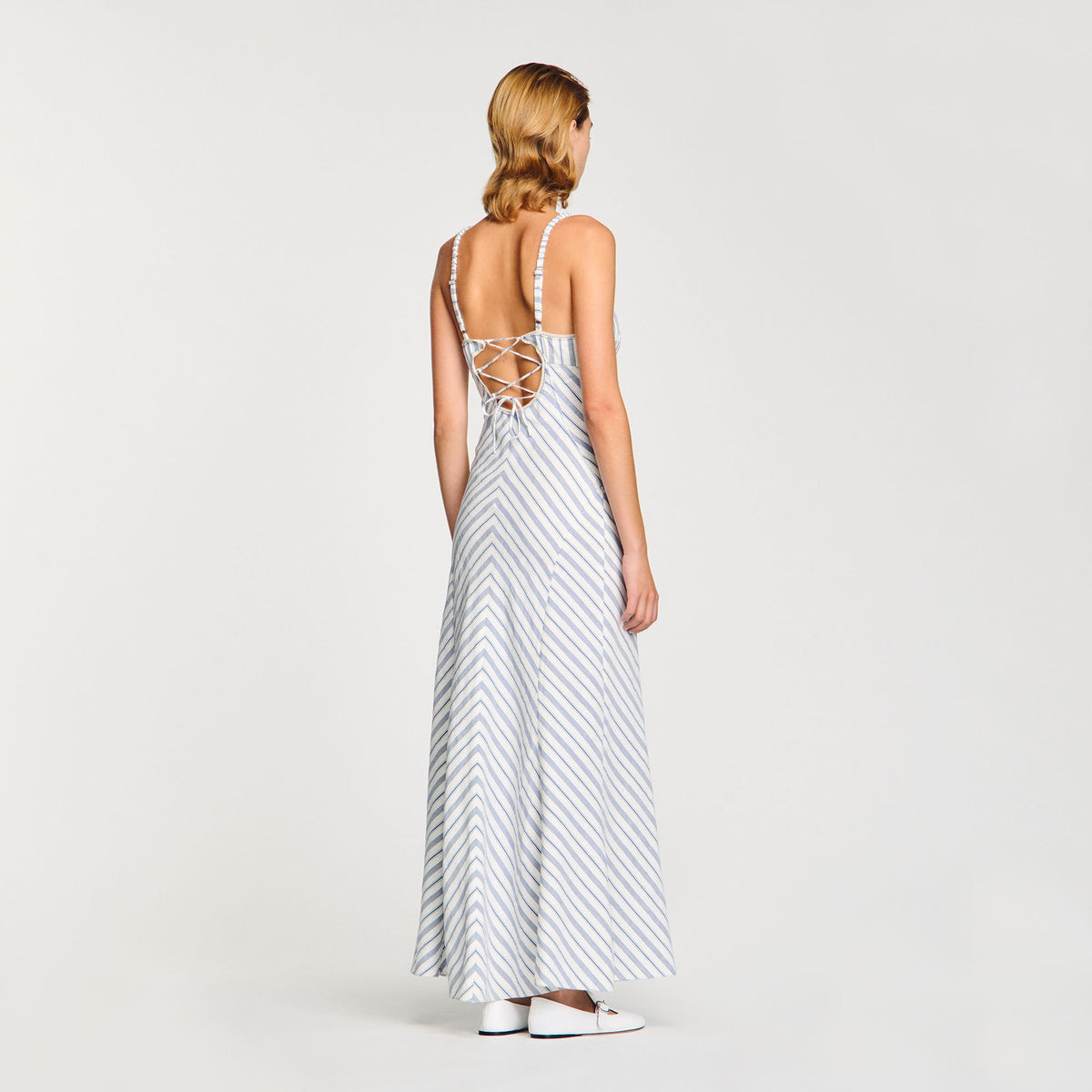 Striped maxi dress with straps | Sandro