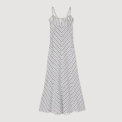 Striped maxi dress with straps | Sandro