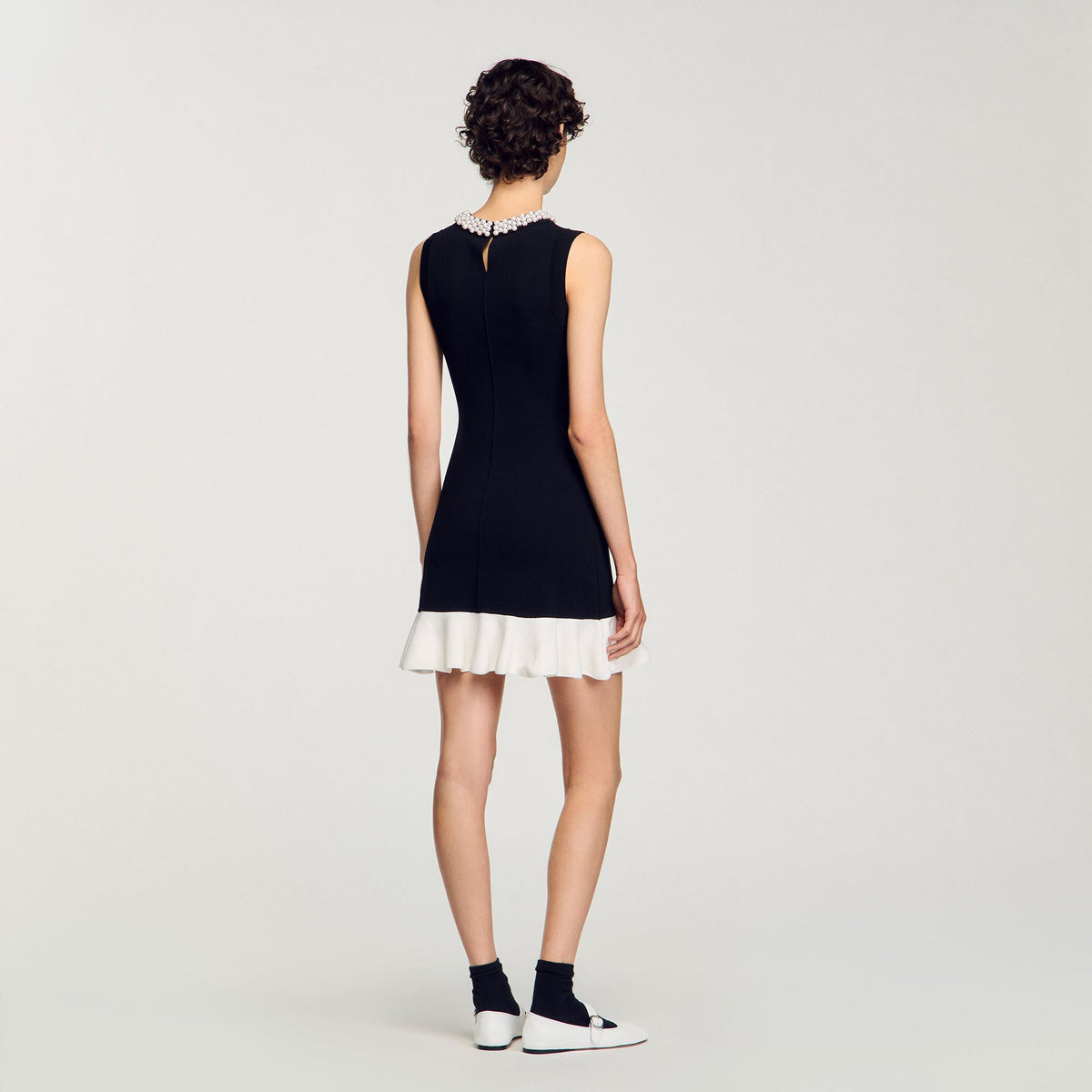 Mini knit dress with beaded neck | Sandro