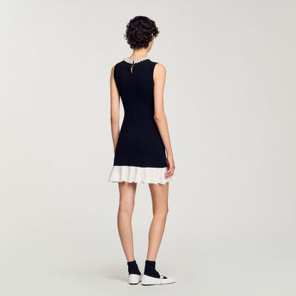 Mini knit dress with beaded neck | Sandro