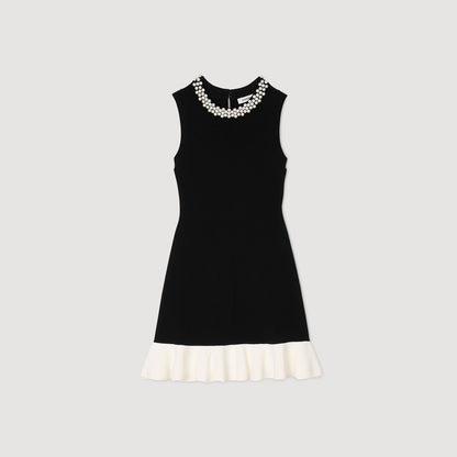 Mini knit dress with beaded neck | Sandro