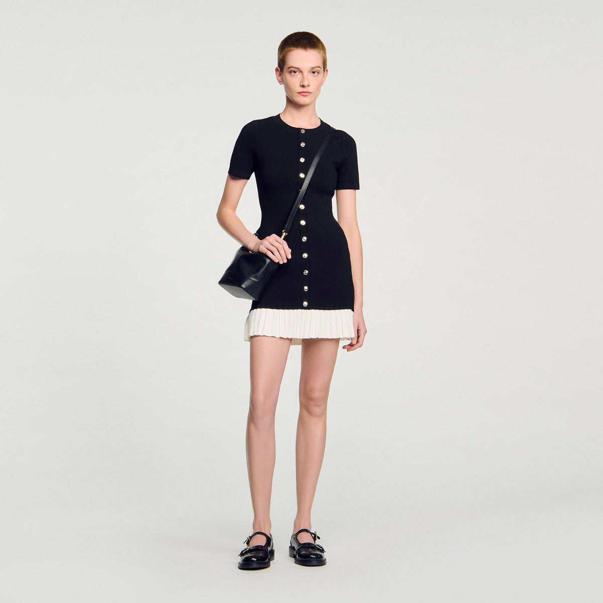 Mini knit dress with ruffle | Sandro