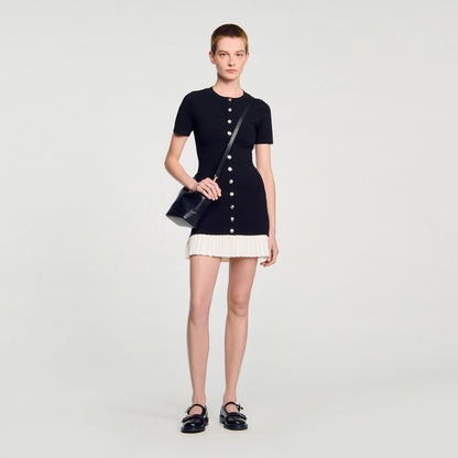 Mini knit dress with ruffle | Sandro