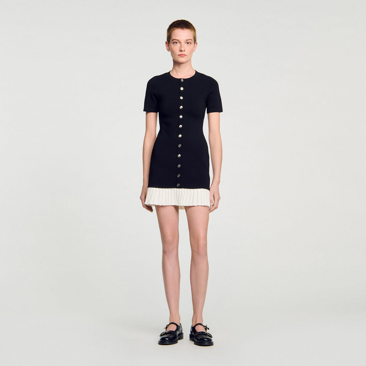 Mini knit dress with ruffle | Sandro