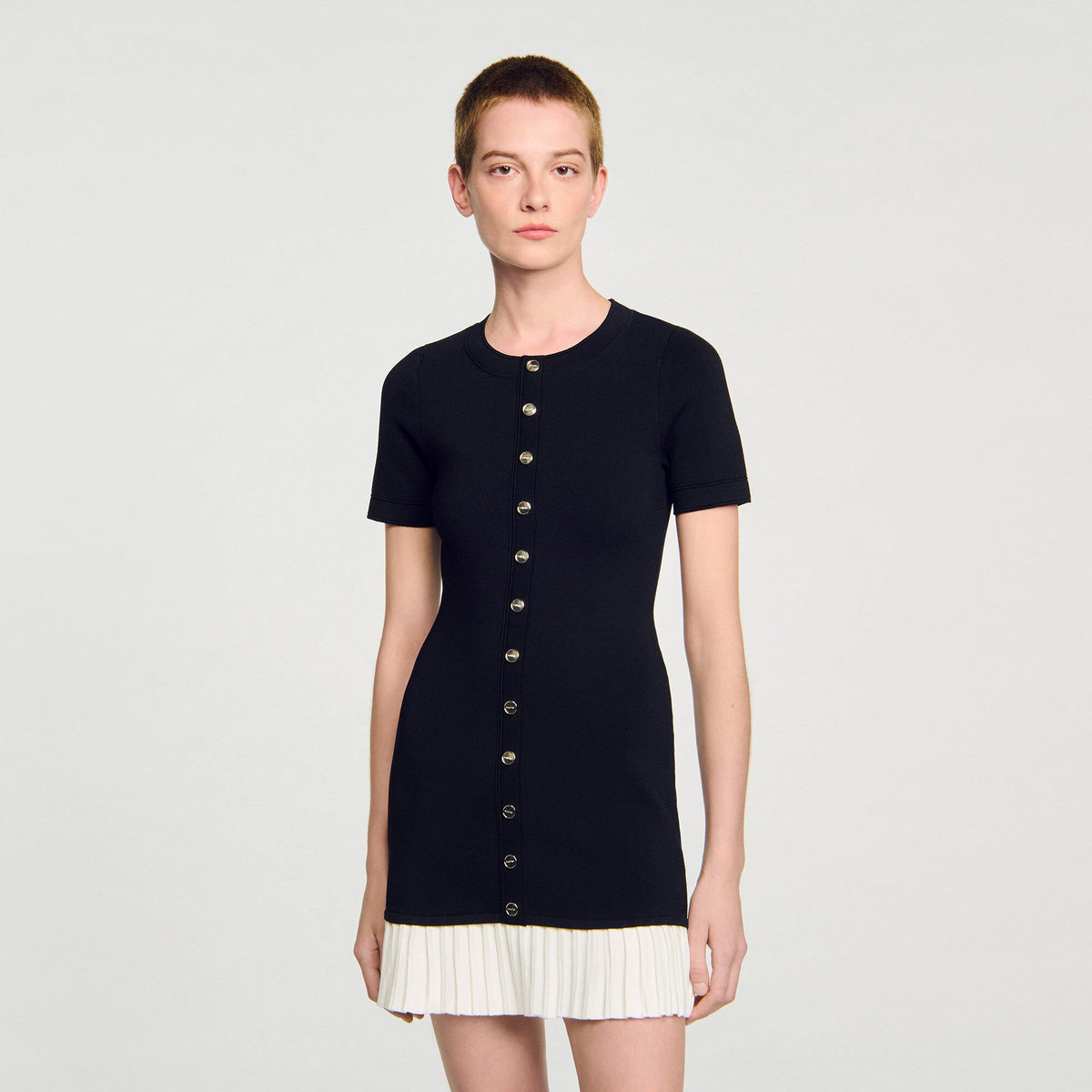 Mini knit dress with ruffle | Sandro
