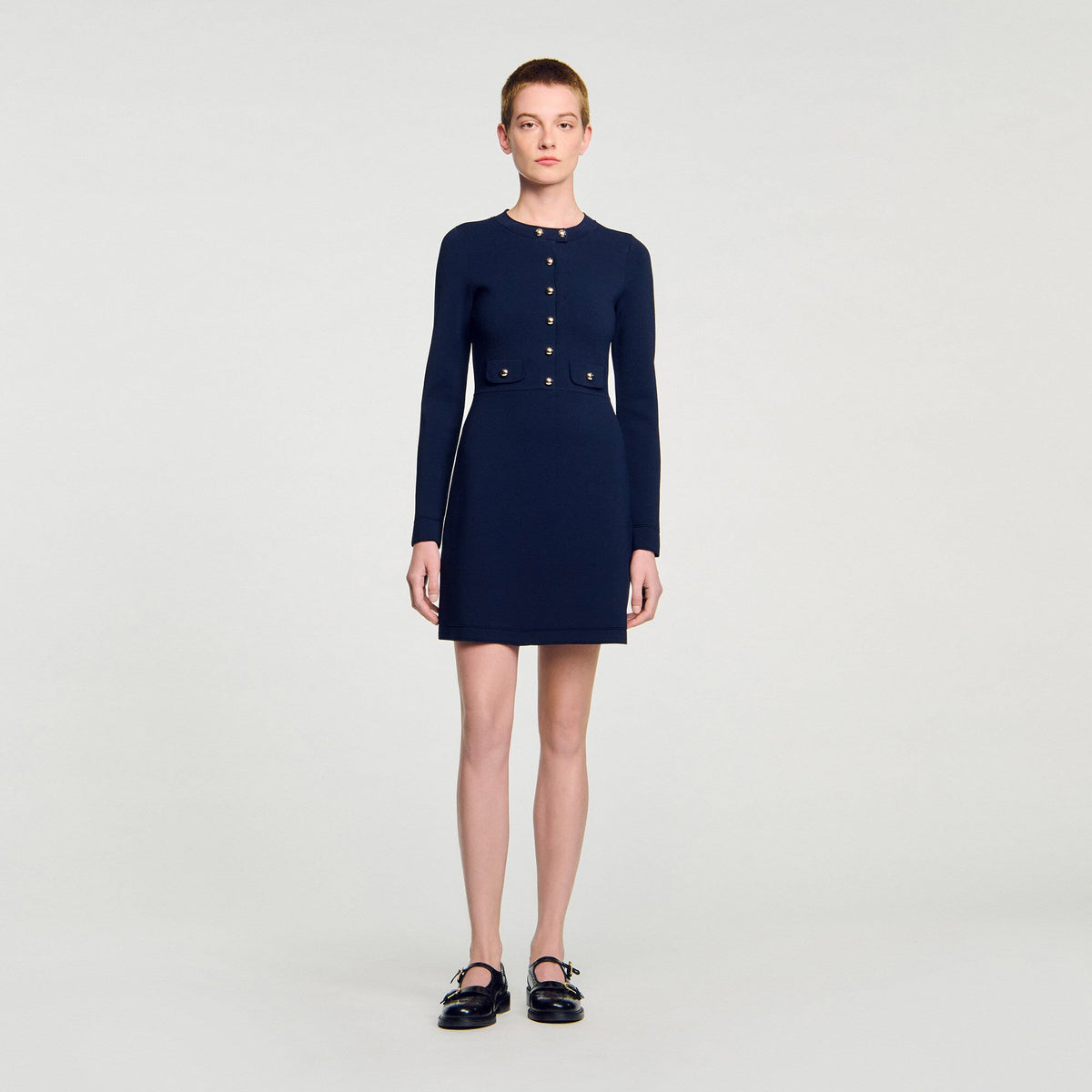 Mini button-up knit dress | Sandro