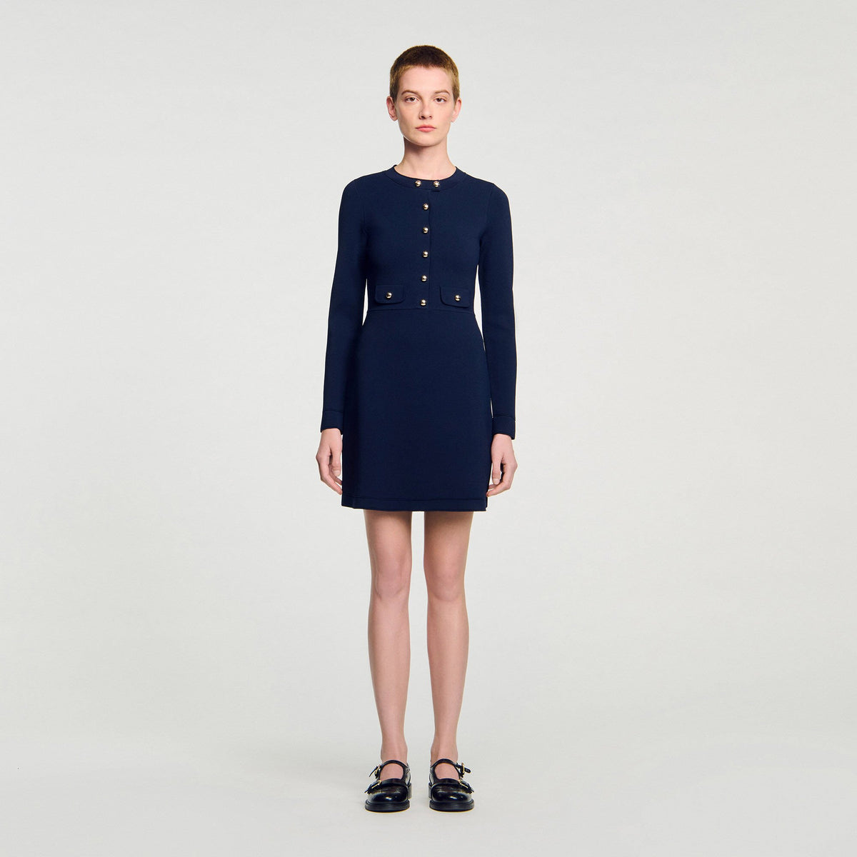 Mini button-up knit dress | Sandro