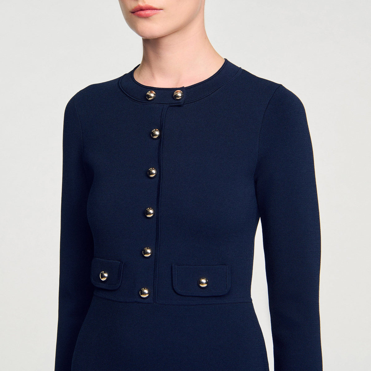 Mini button-up knit dress | Sandro