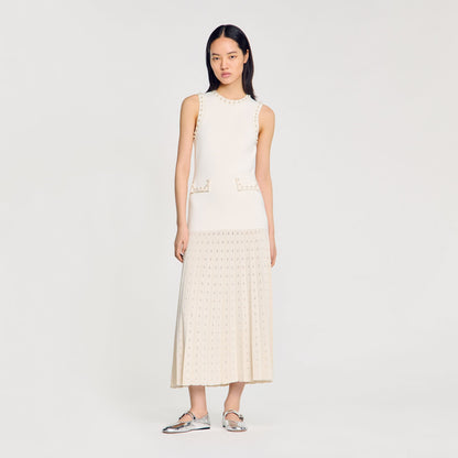 Pearl bead knit maxi dress | Sandro