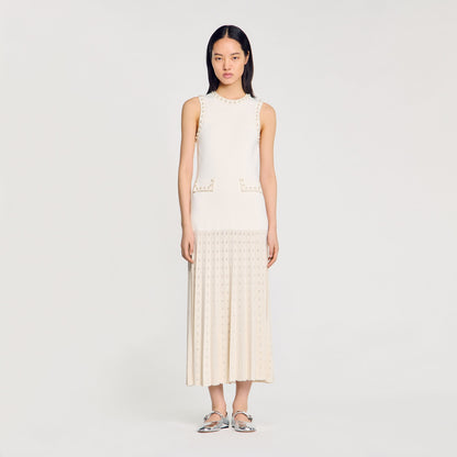 Pearl bead knit maxi dress | Sandro