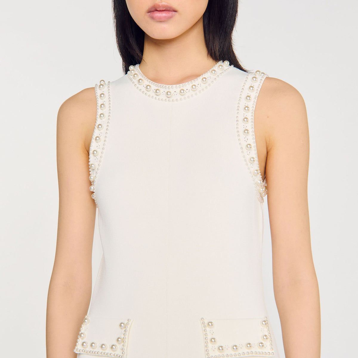 Pearl bead knit maxi dress | Sandro