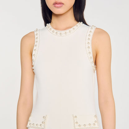 Pearl bead knit maxi dress | Sandro