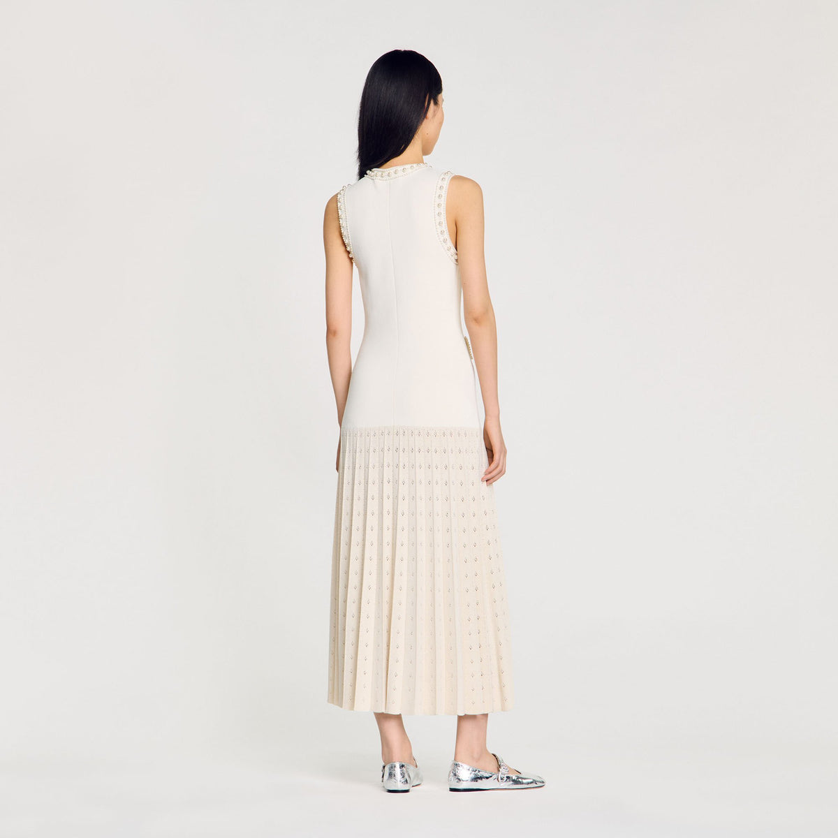 Pearl bead knit maxi dress | Sandro