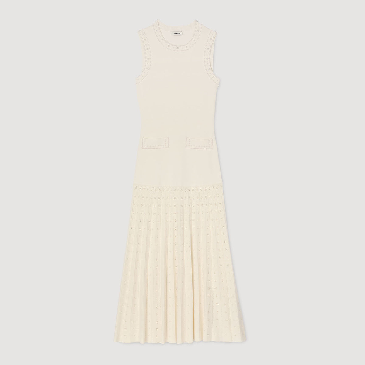 Pearl bead knit maxi dress | Sandro