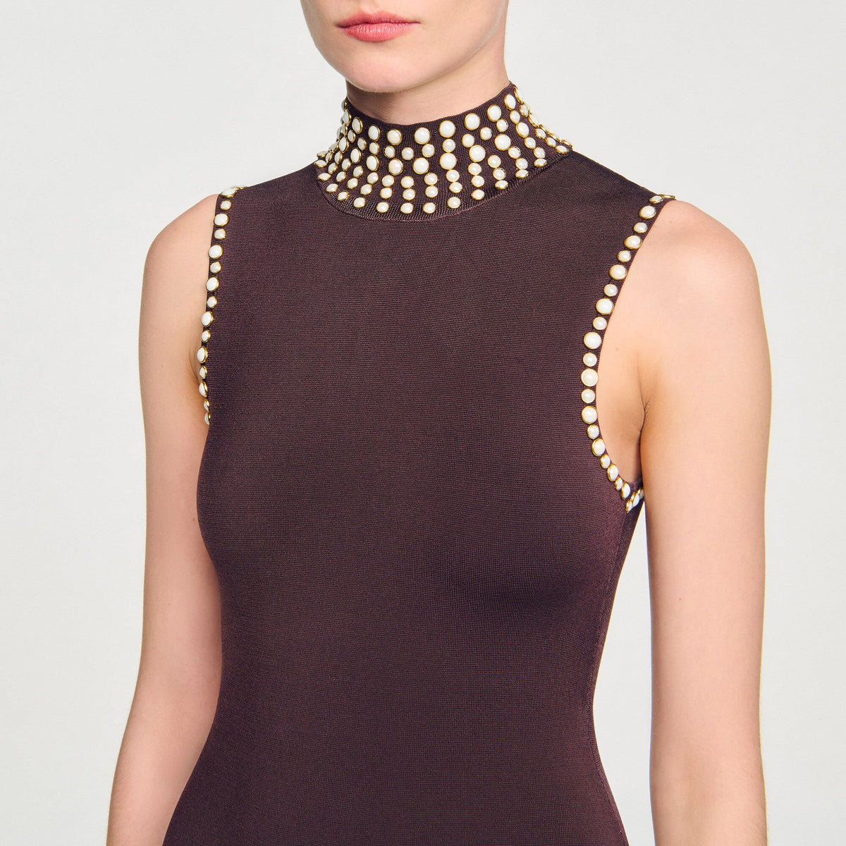 Fringed knit midi dress | Sandro