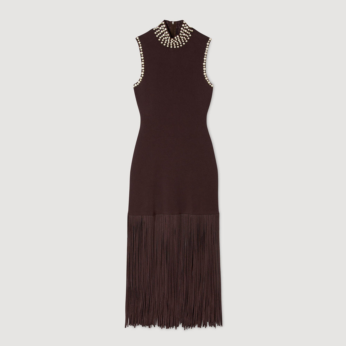 Fringed knit midi dress | Sandro