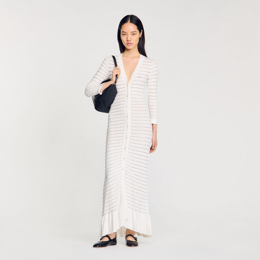 Maxi dress with pearl details | Sandro