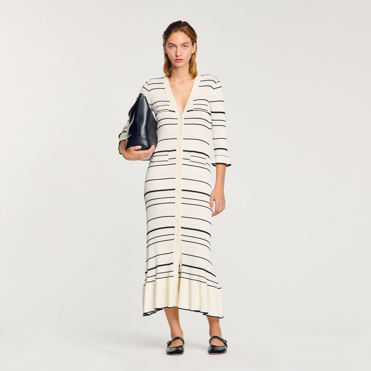 Striped knit maxi dress | Sandro