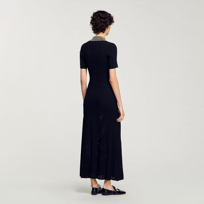 Knit maxi dress with studs | Sandro