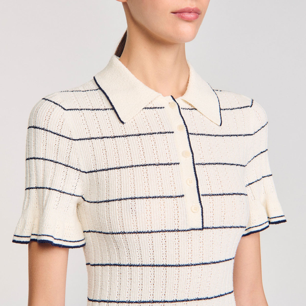 Knitted midi dress with polo neck | Sandro