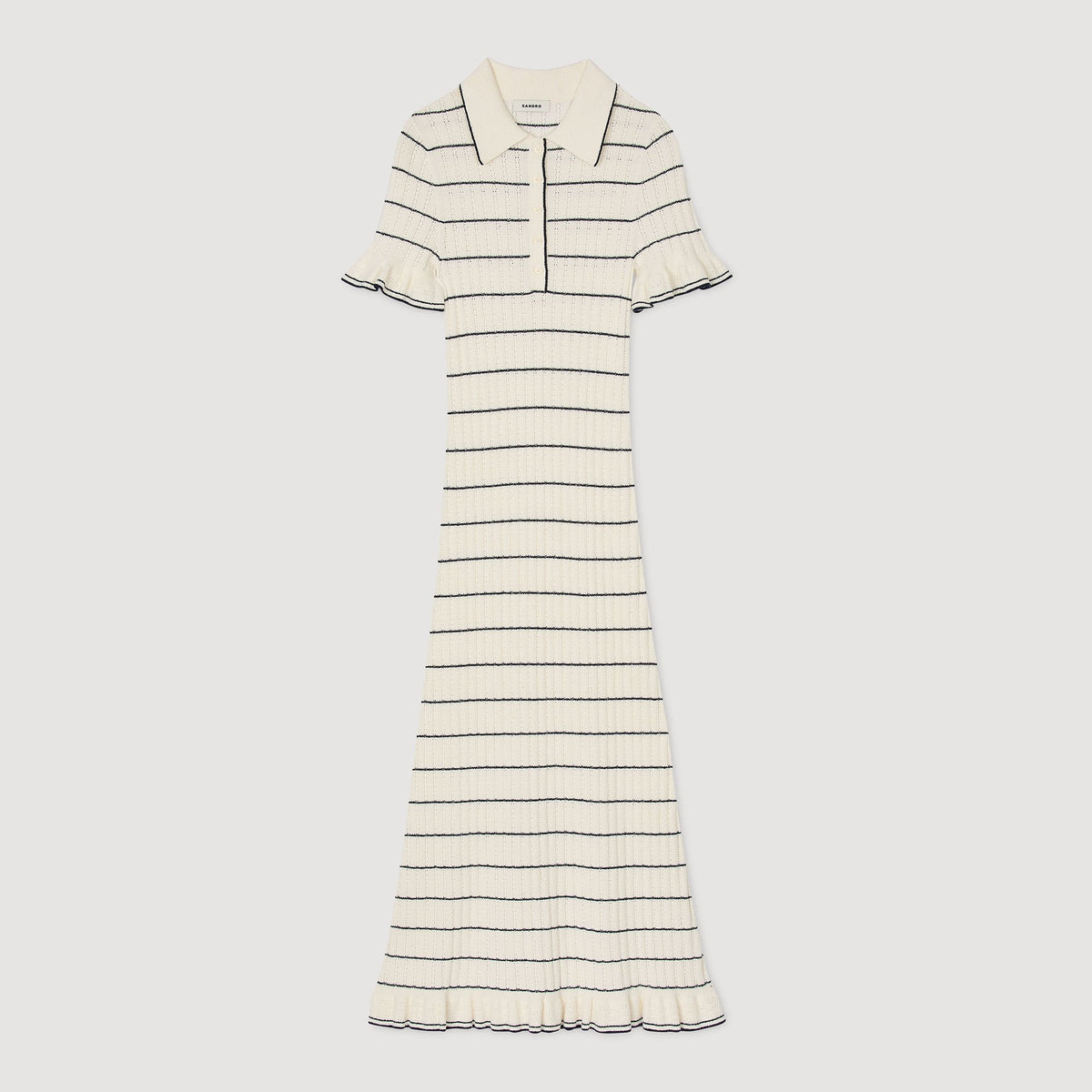 Knitted midi dress with polo neck | Sandro