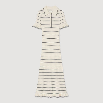 Knitted midi dress with polo neck | Sandro